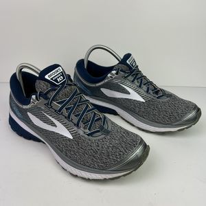 BROOKS Ghost 10 Mens Sneakers Size 10 Silver Grey Running Athletic Shoes